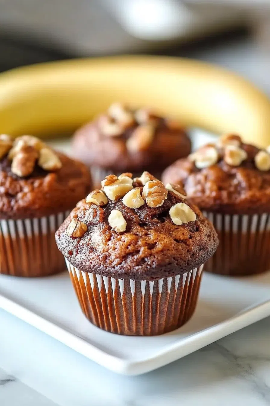 A batch of warm muffins in a vintage-style muffin tin placed on a white plate.