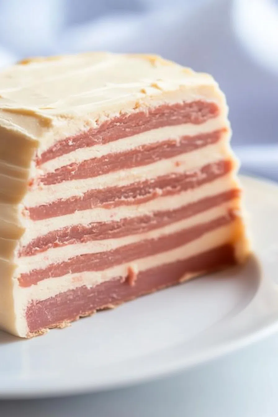 Side angle of a neatly assembled tower-style snack