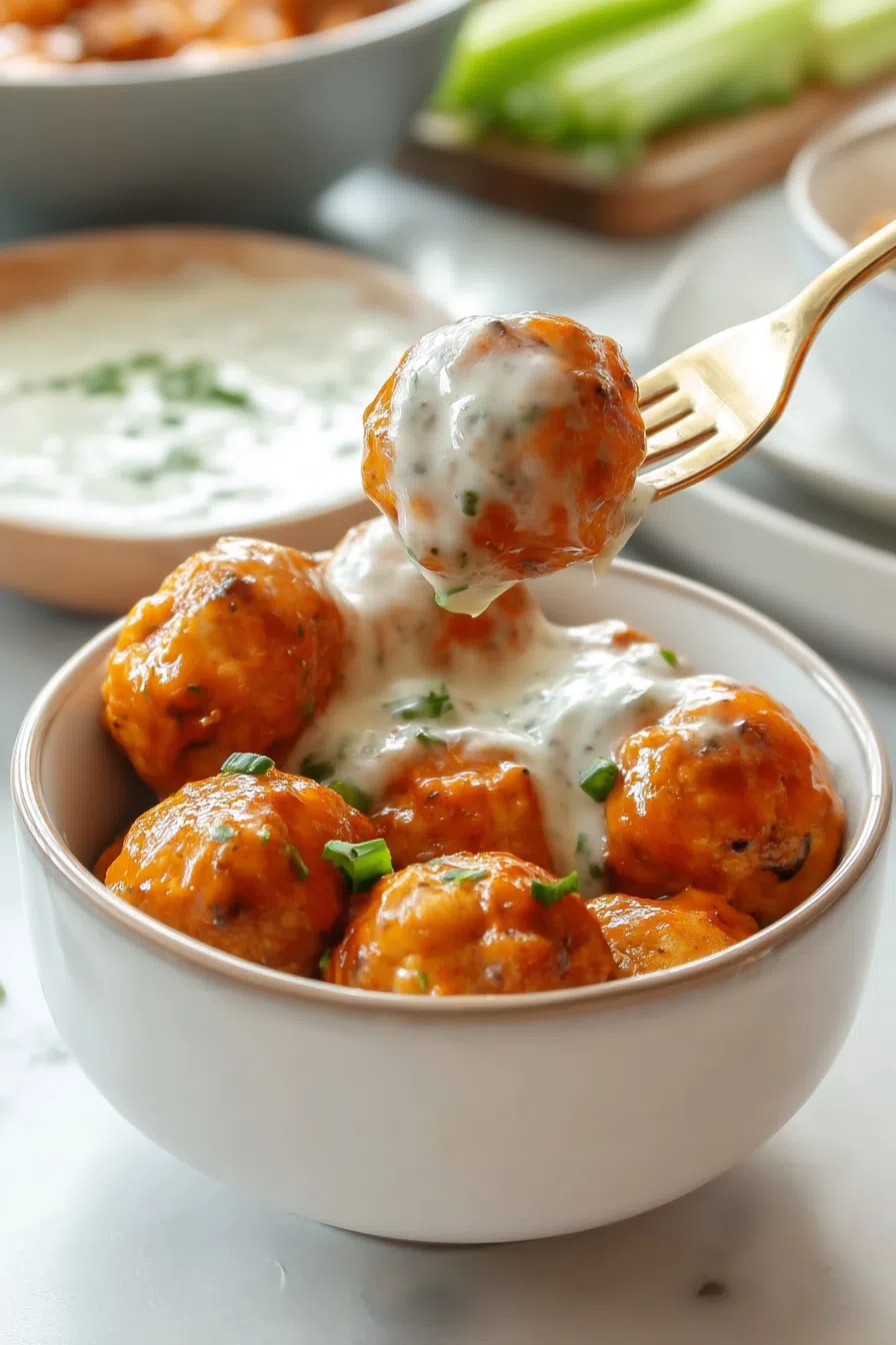Small bowl filled with saucy, golden-brown meatballs.