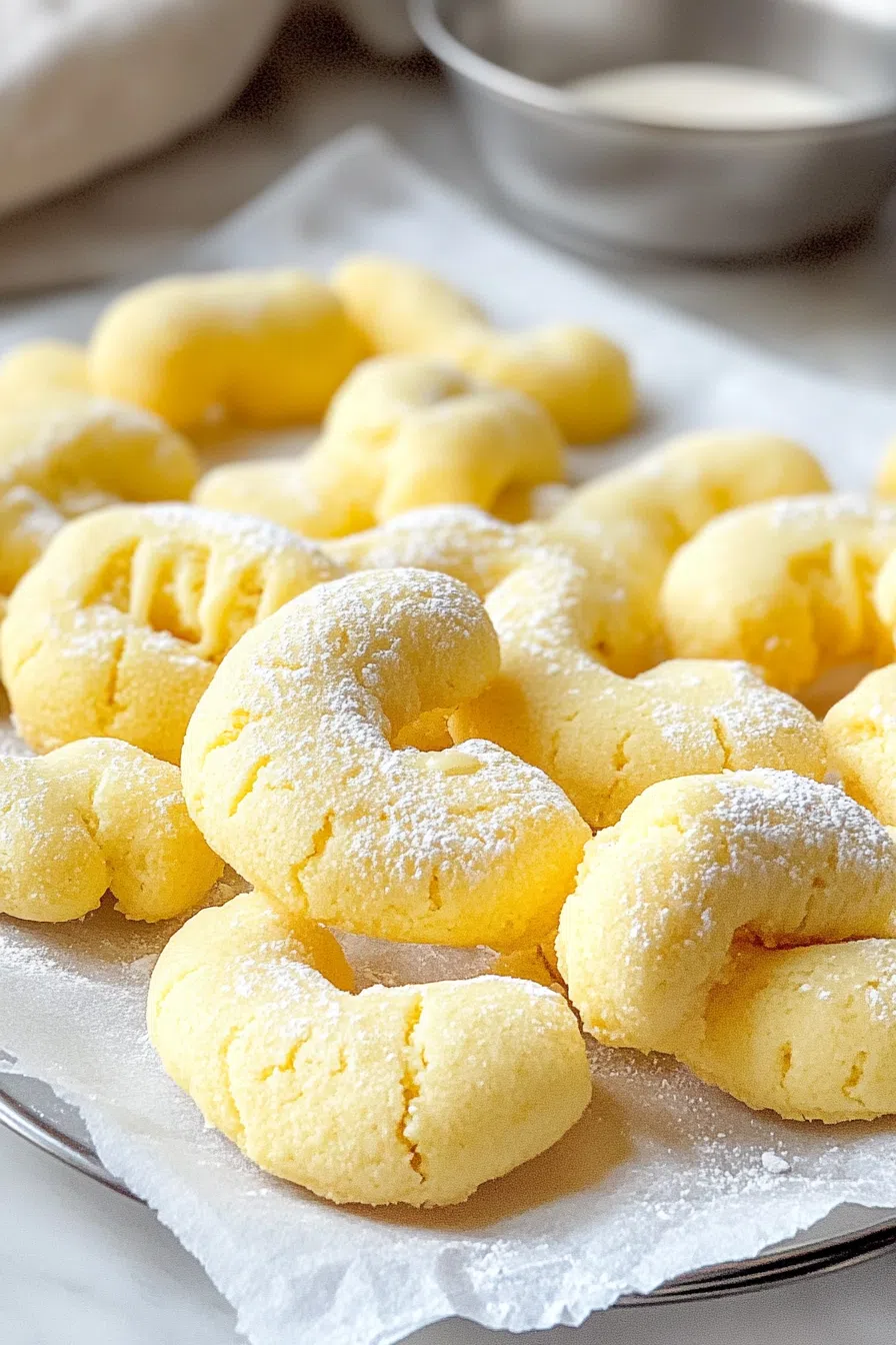 Close-up of ring-shaped treats with a crisp edge and soft center.