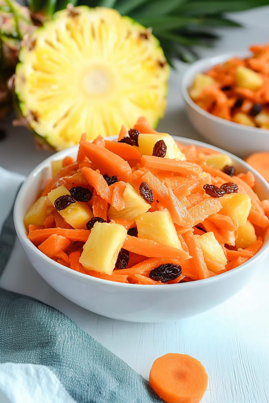 Fresh, crunchy dish in a bowl with visible bits of fruit and dressing.