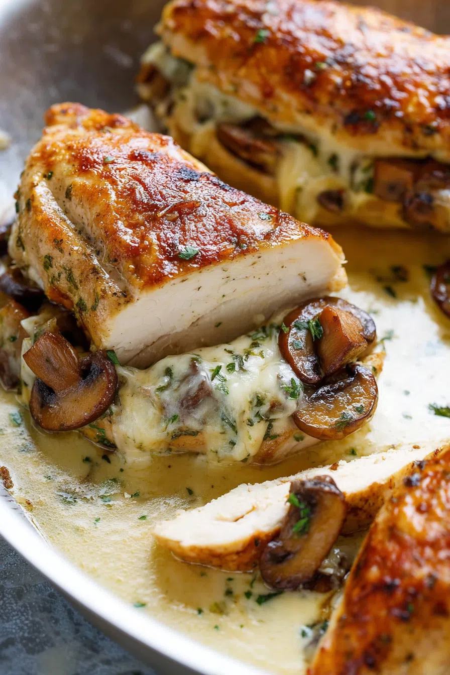 Plated chicken breast with a rich, flavorful interior and a crispy sear.