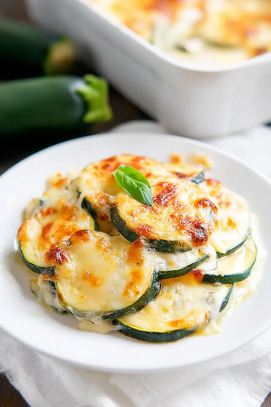 Overhead shot of a bubbling, oven-fresh dish ready to serve.