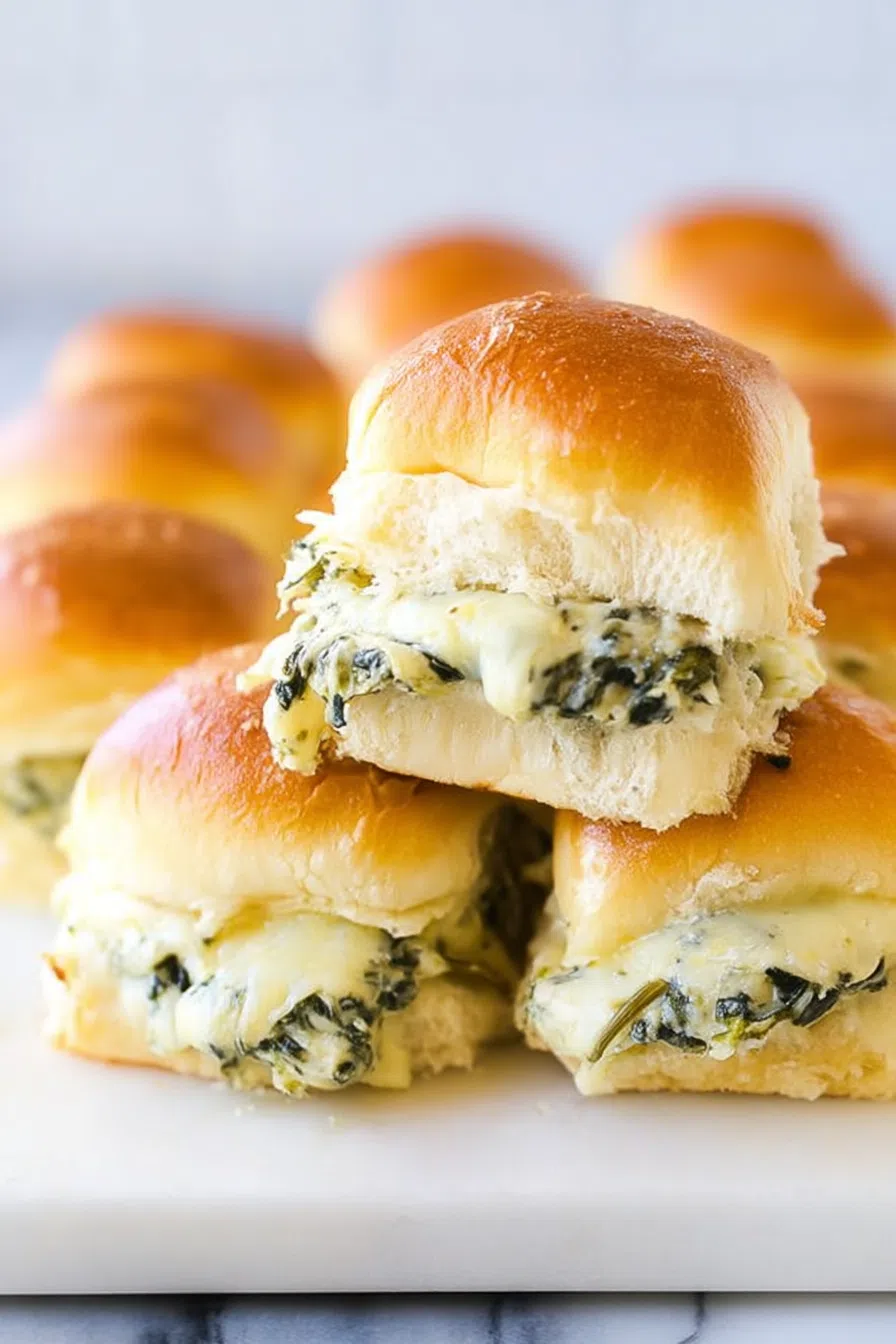 Sliders stacked on a white board, with cheese and herbs visible at the edges.