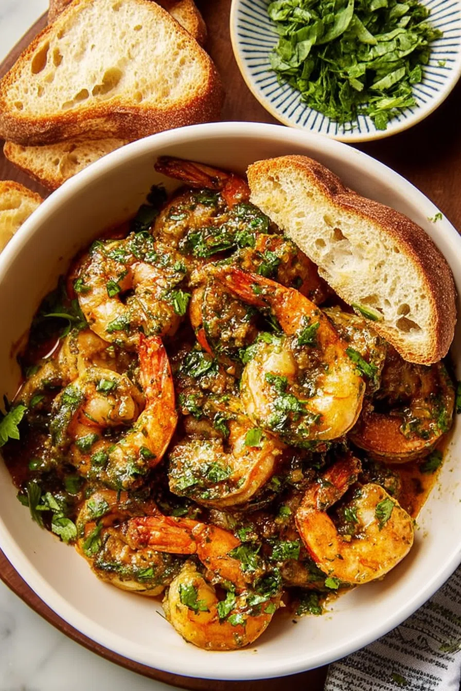 Dinner plate featuring shrimp paired with a side of roasted vegetables.