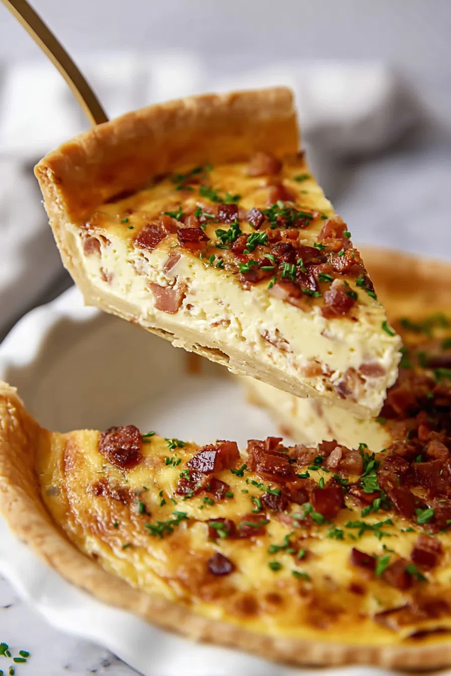 Close-up of a slice revealing layers of filling with a crisp, buttery crust.