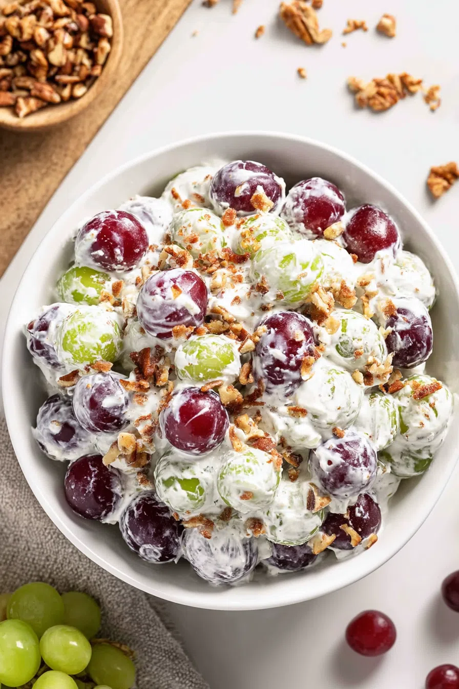 Individual portion of fruit salad plated in a small dessert dish.