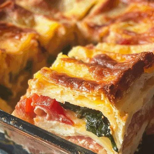 Top view of a bubbling, cheesy bake with browned edges.