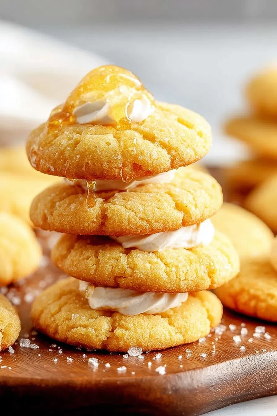 Close-up of a single cookie showing its soft texture and slightly cracked surface.