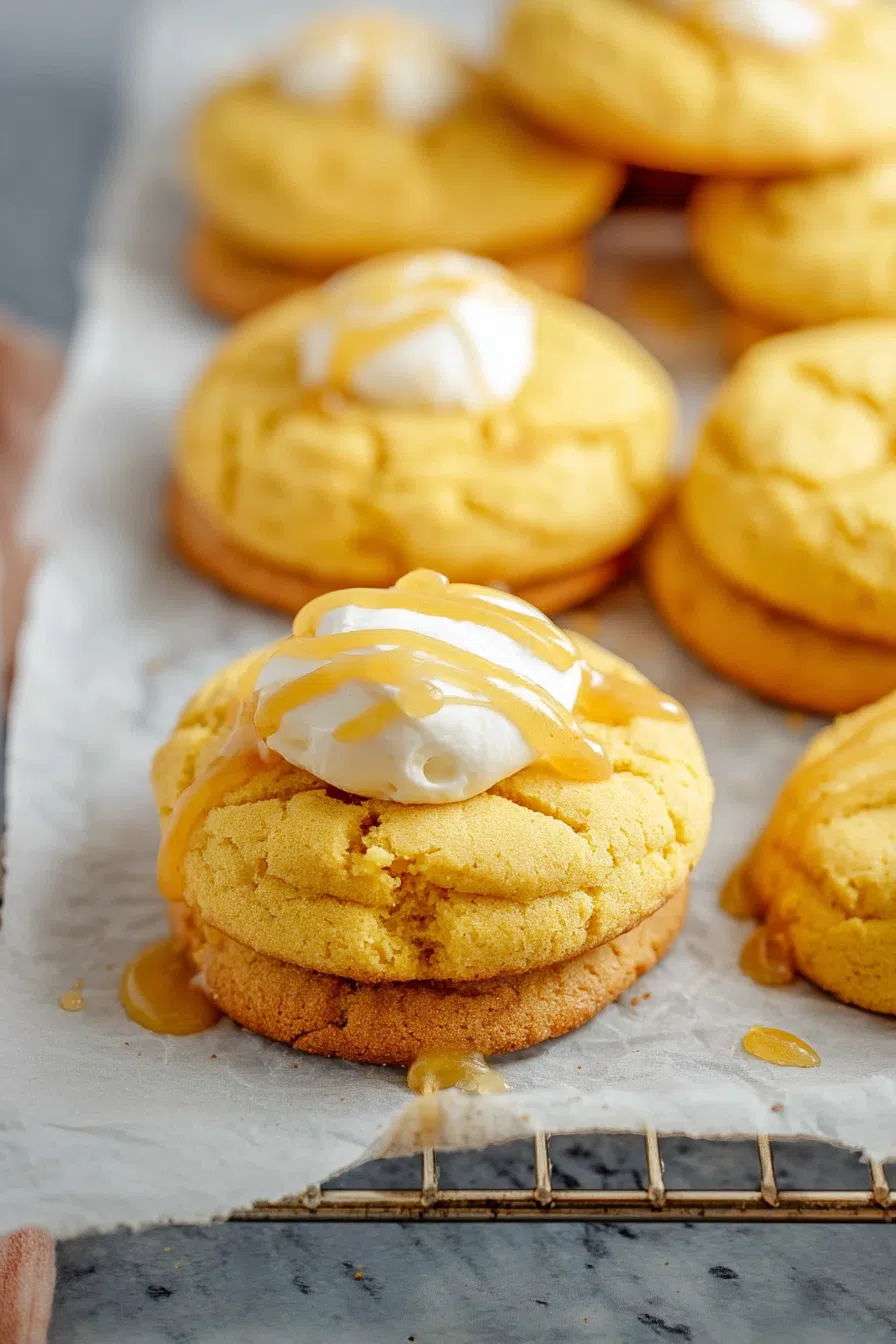 Cookies arranged neatly on a baking tray lined with parchment paper.
