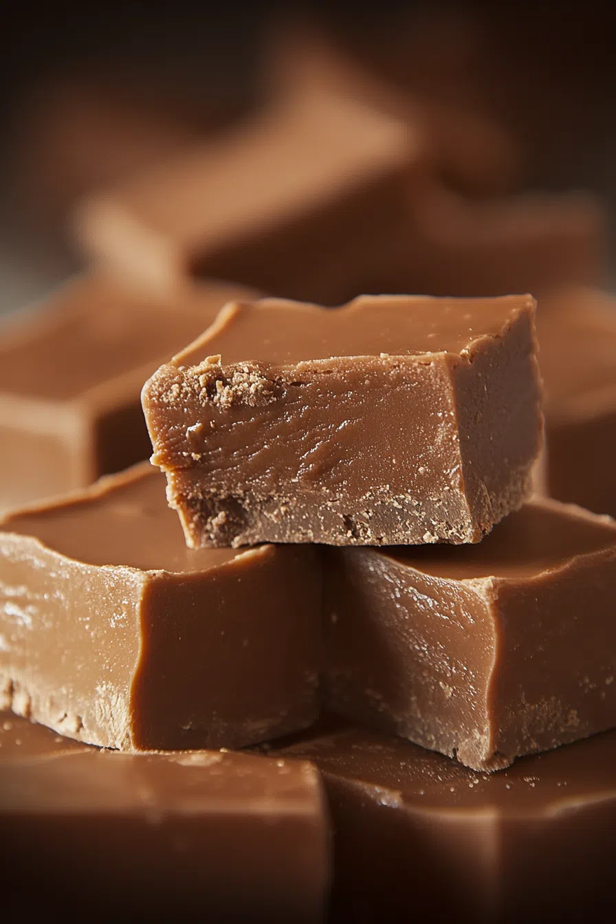 Close-up of smooth, dense chocolate treats with clean edges and soft texture