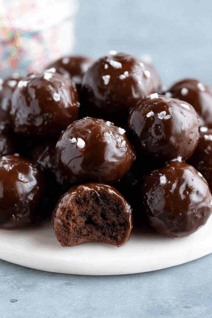 Glazed Chocolate Donut Holes 