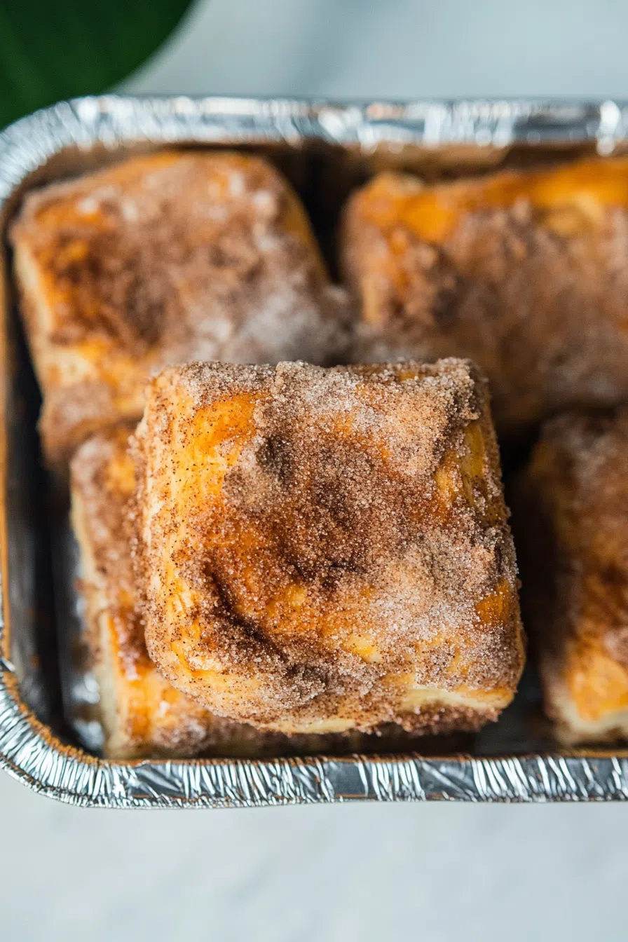 Close-up of a soft pastry roll swirled with cinnamon and topped with icing