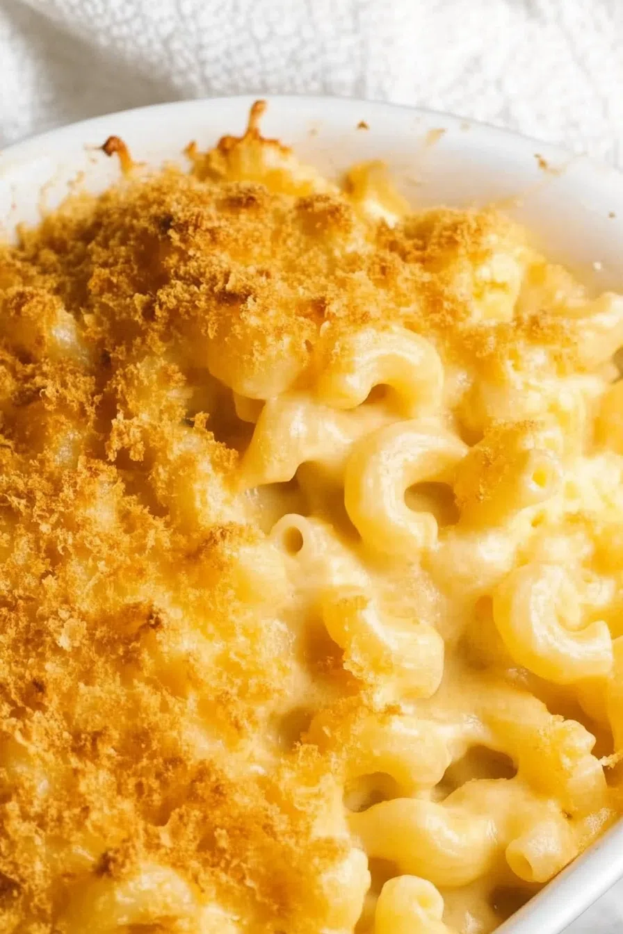 Golden-brown baked pasta fresh from the oven with a crispy topping.