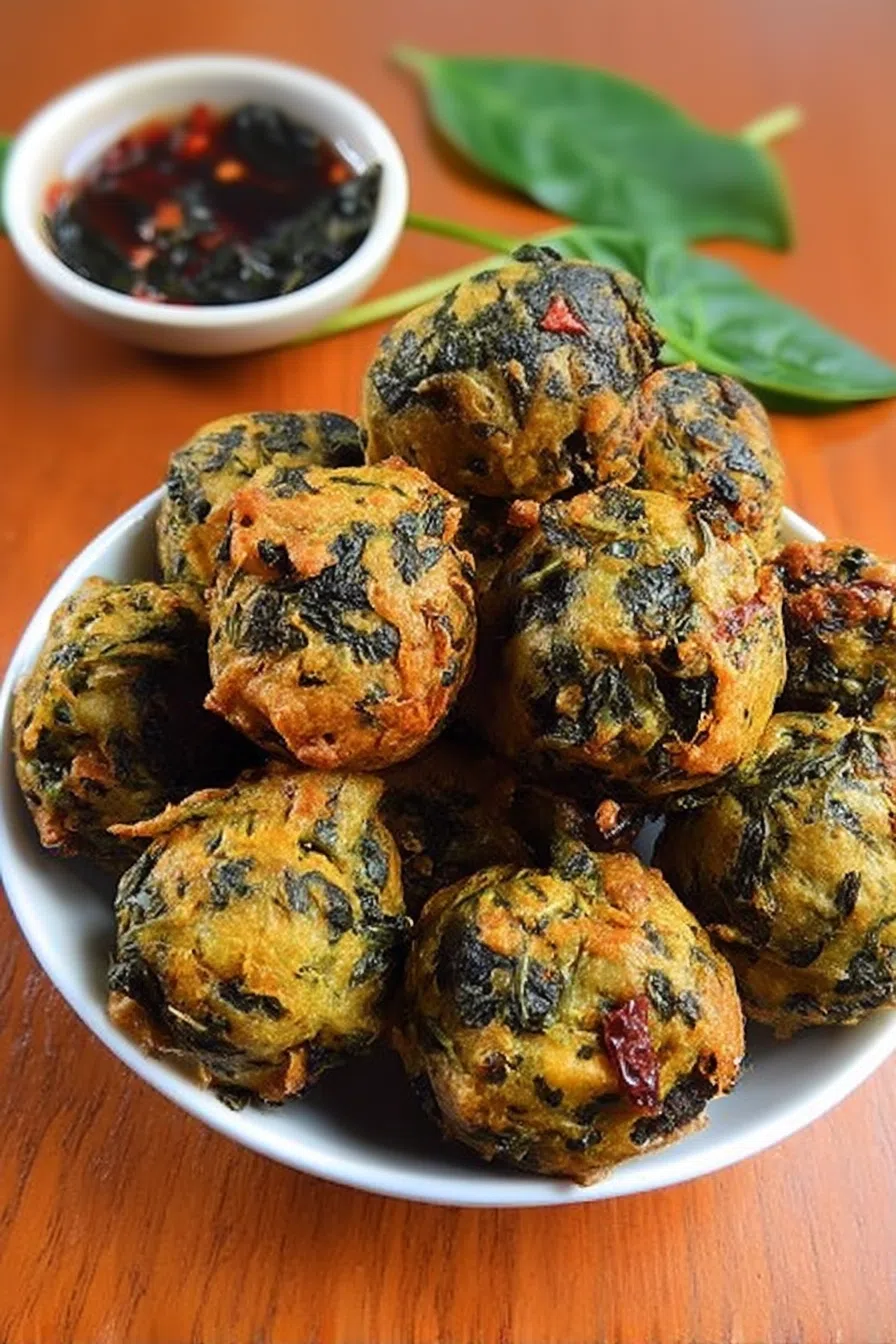 A small plate of crisp appetizers garnished with curry leaves and chopped onions.