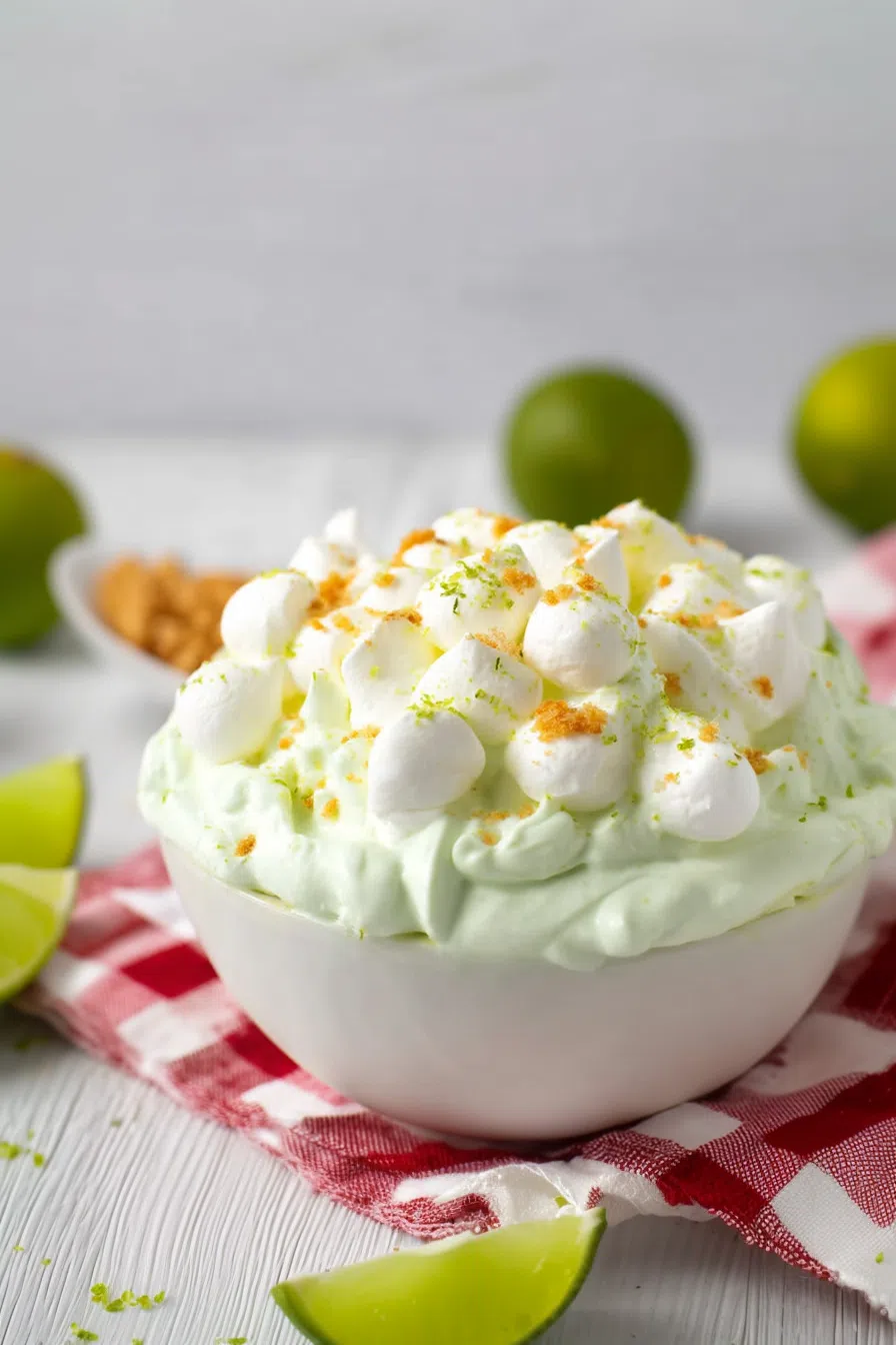 Refreshing no-bake dessert presented in a white bowl.