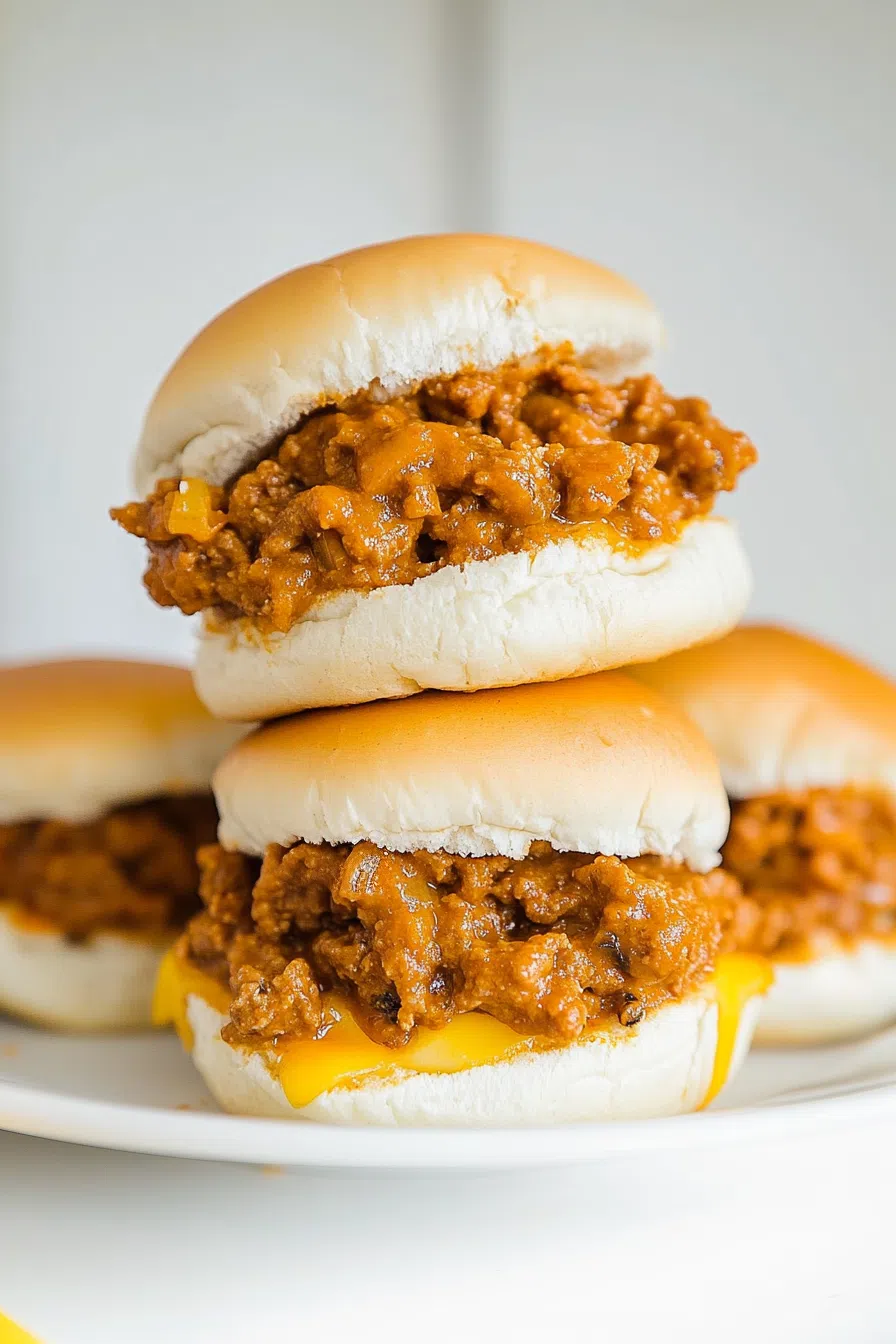 Warm sandwich on a plate, with filling slightly spilling over the sides