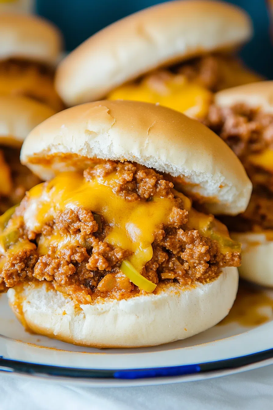 Side view of a handheld sandwich with filling spilling over the edges