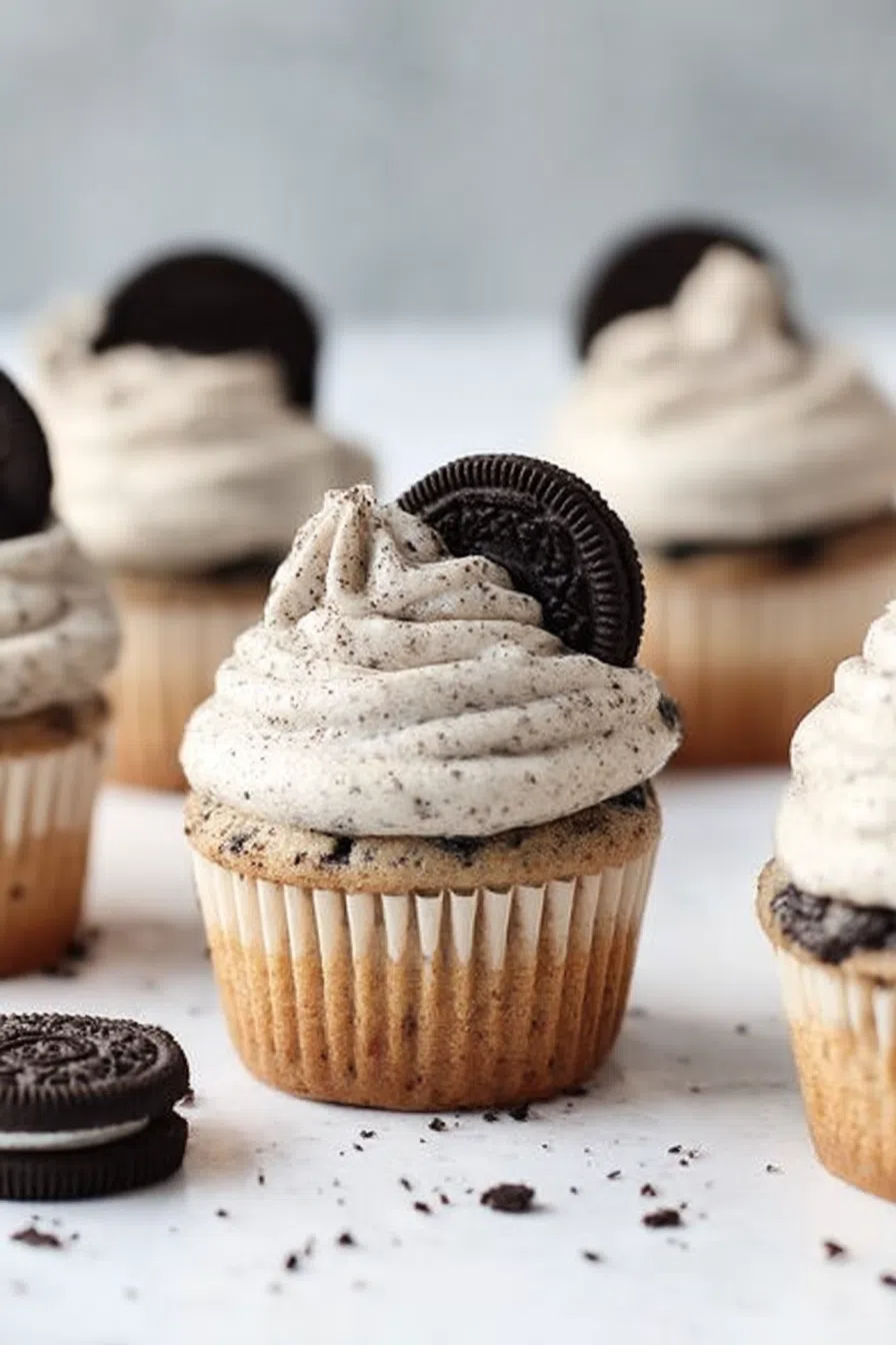 Dessert display with rich chocolate bases and light, airy frosting.