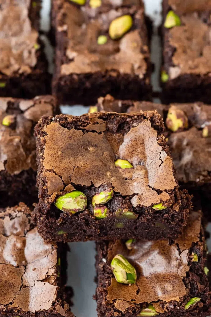 Close-up of a dense, nut-studded treat on a rustic serving plate.