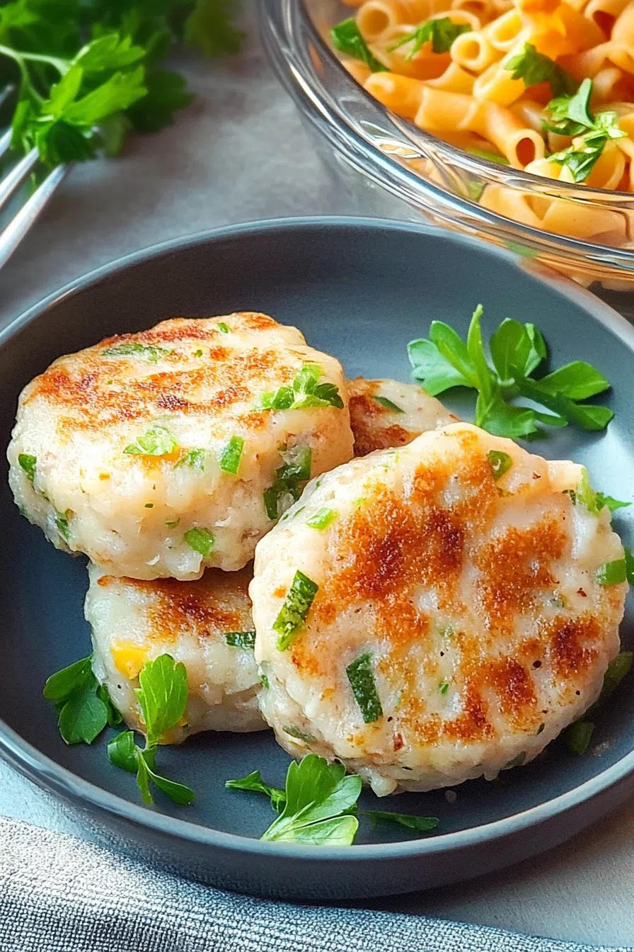 Rustic table setting featuring a small plate of homemade vegetable fritters.