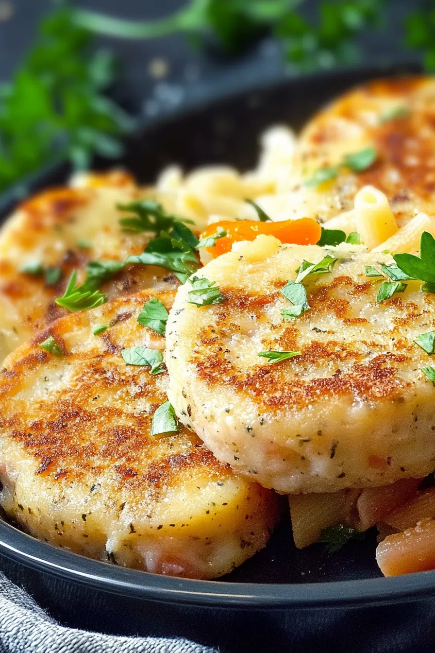Golden, crispy rounds arranged neatly on a serving plate.