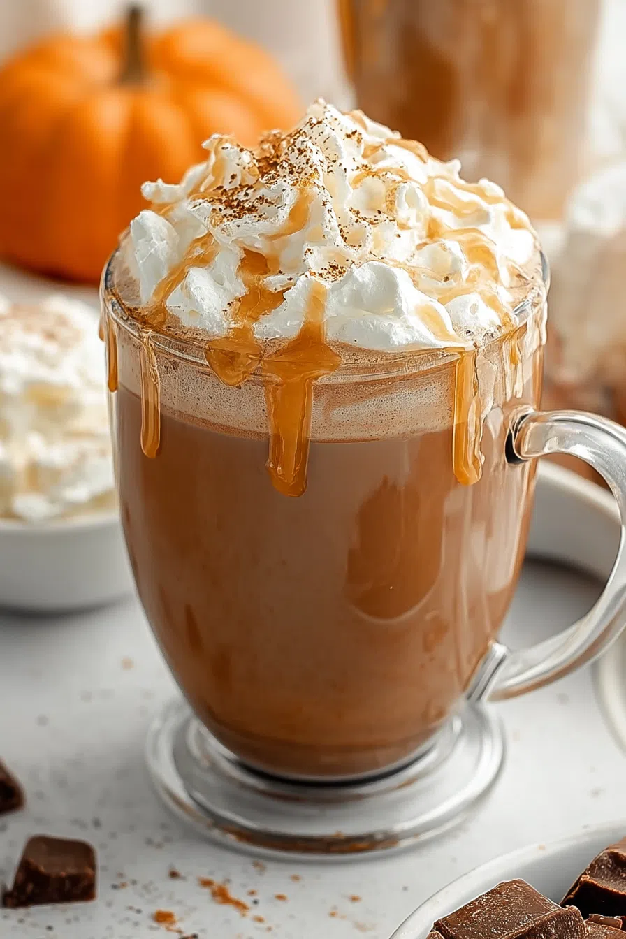 Close-up of a smooth, airy dessert with piped whipped topping.