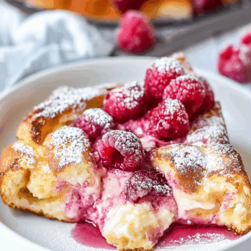 Freshly baked casserole served in a white ceramic dish.