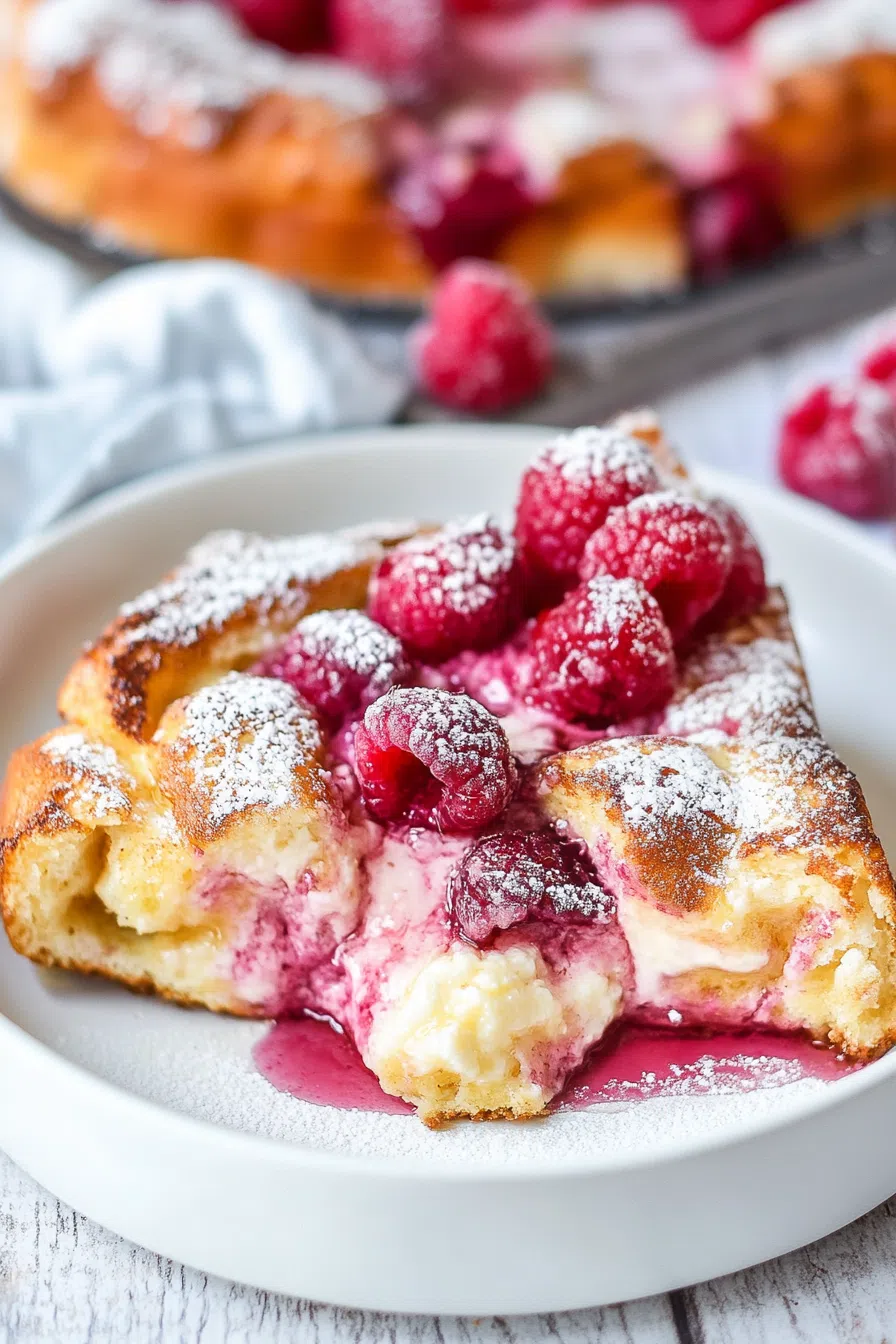 Freshly baked casserole served in a white ceramic dish.