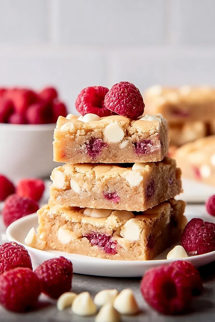 Stack of dessert pieces with contrasting colors and textures.