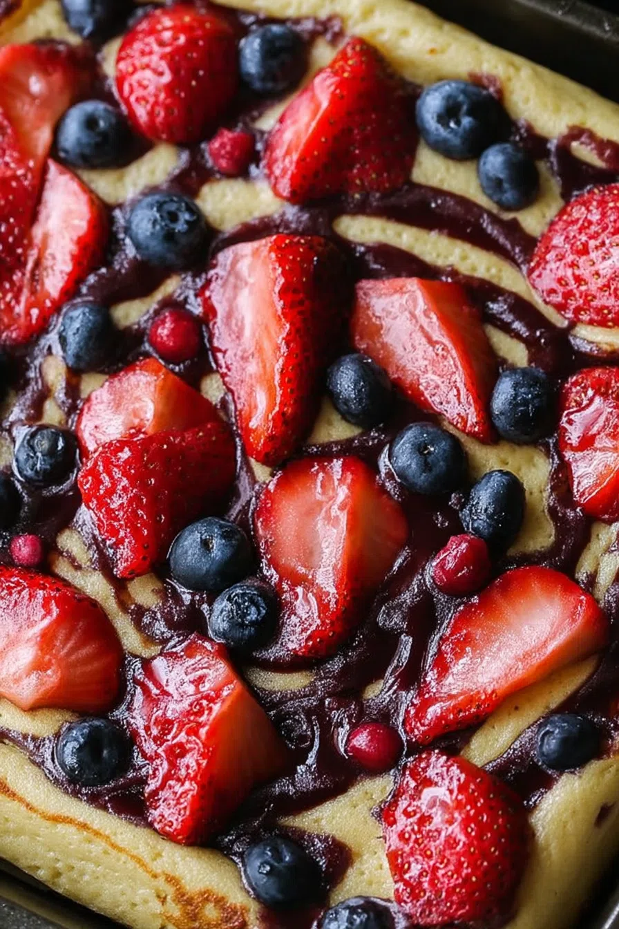 Close-up of soft, airy texture on cut breakfast squares.
