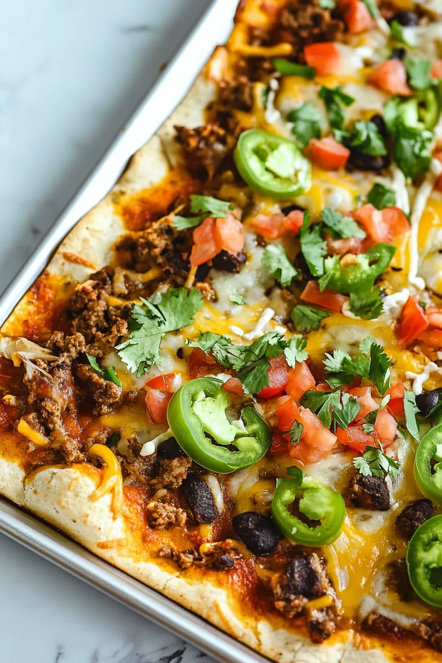 Crispy rectangular flatbread topped with melted cheese, chopped lettuce, and diced tomatoes.