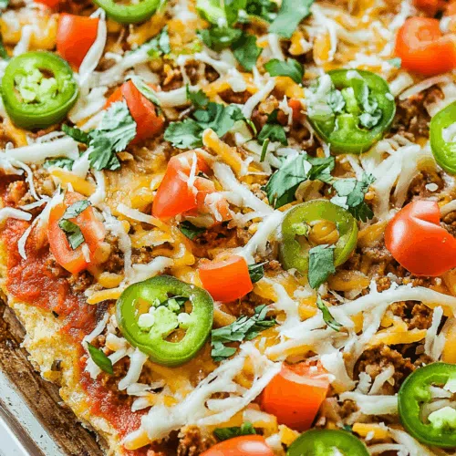Golden crust topped with layers of vibrant vegetables and melted cheese, fresh from the oven.