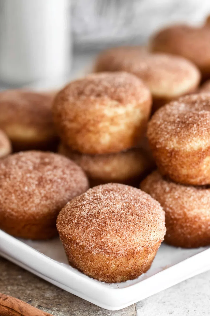 Cinnamon-dusted baked goods arranged neatly on a serving tray.