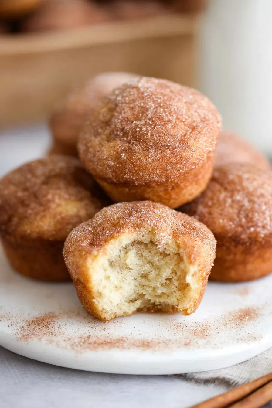 Overhead view of several cinnamon-sprinkled baked items on a ceramic plate.