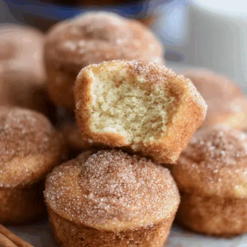 Close-up of a fluffy pastry with a cinnamon-sugar topping.