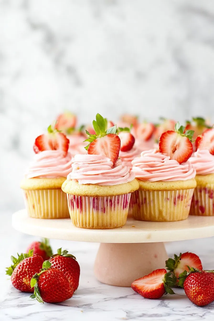 A group of decorated treats arranged on a white cake stand.