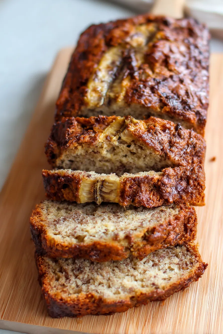 Close-up showing moist interior with bits of mashed fruit throughout.