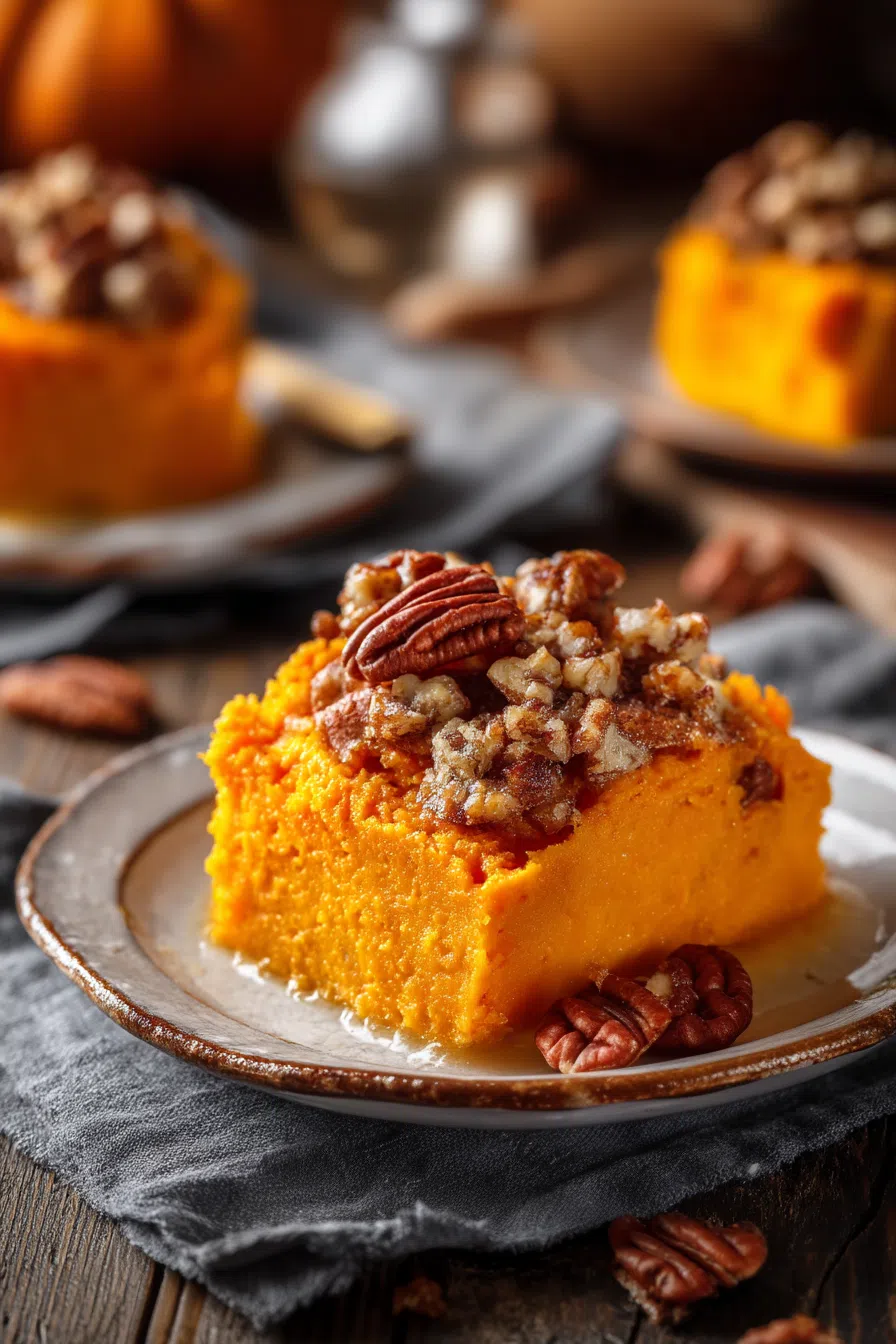 Side view of a slice plated with a rustic linen napkin underneath.