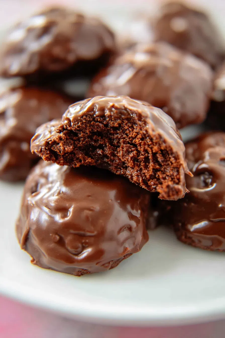 Overhead view of homemade treats with a smooth chocolate coating.