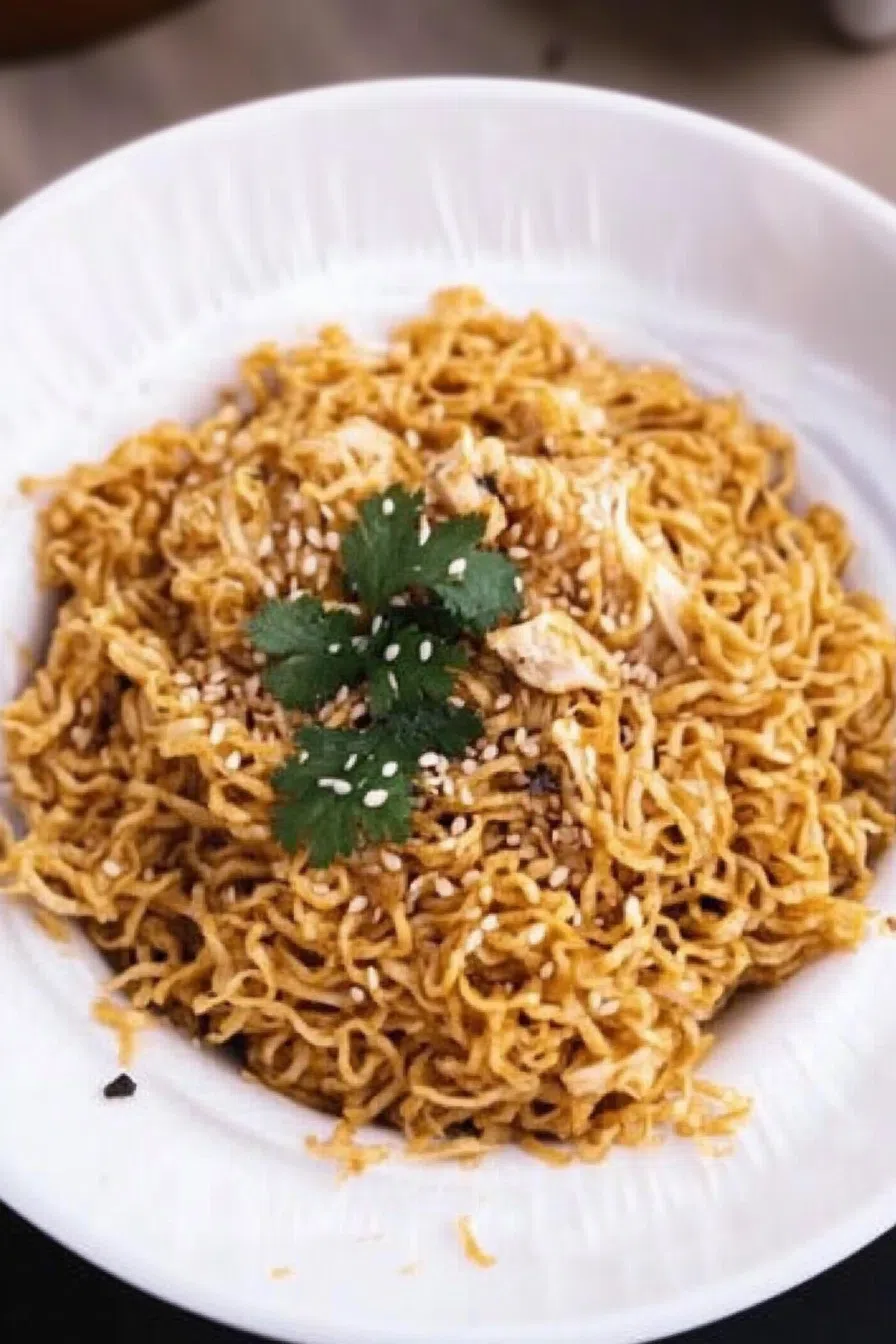 Simple stovetop noodle meal garnished with everything bagel seasoning.