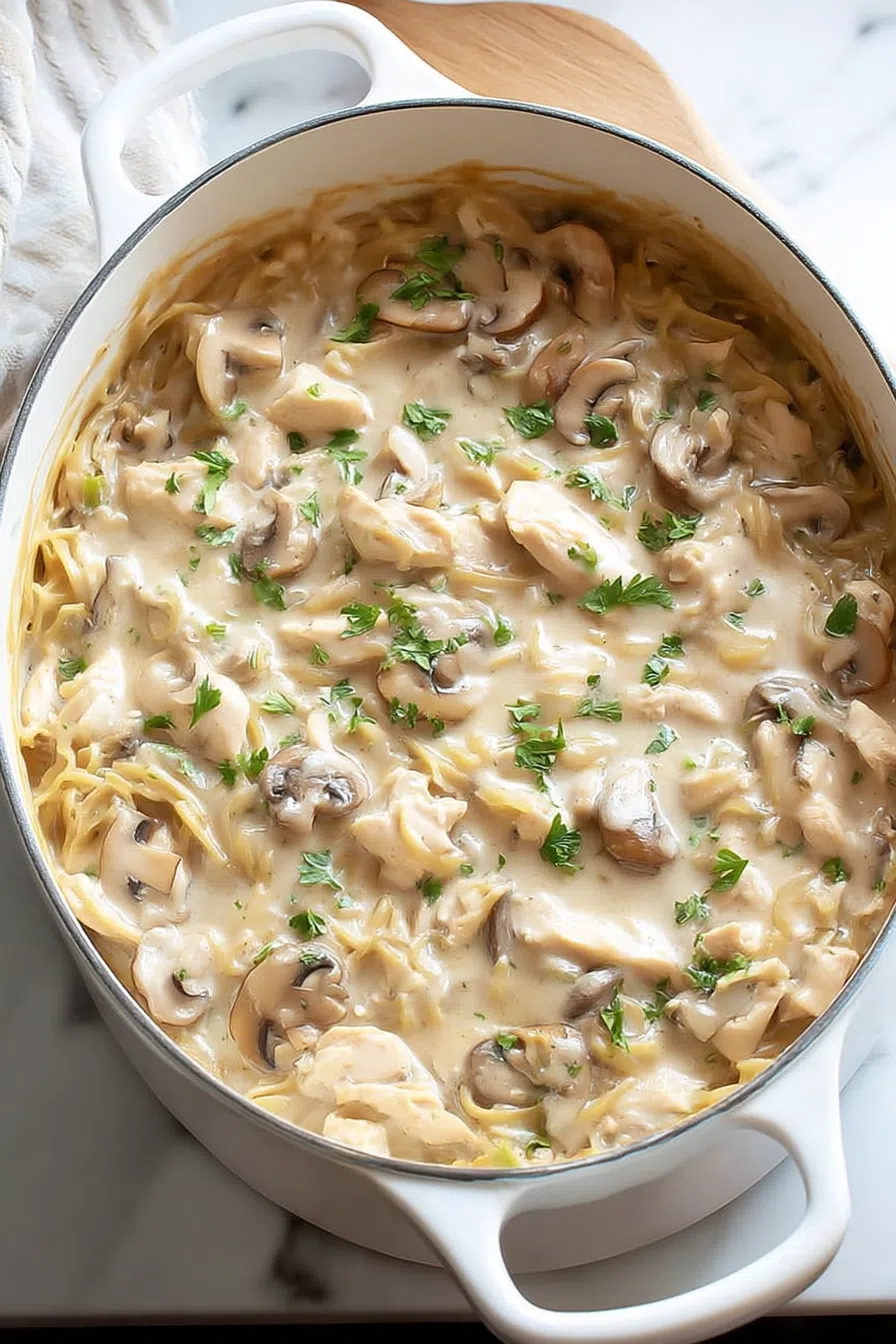 Serving of baked pasta with a creamy sauce and breadcrumb crust.