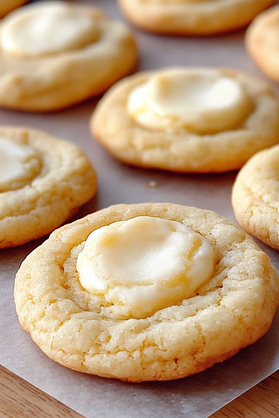 Close-up of soft, round cookies with slightly crisp edges.