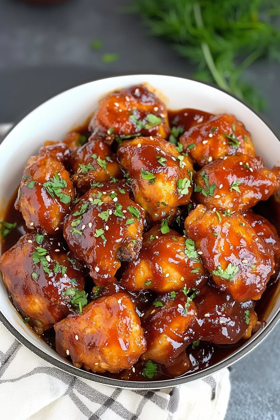 Simple home-cooked meal on a white plate, garnished with a sprinkle of herbs.