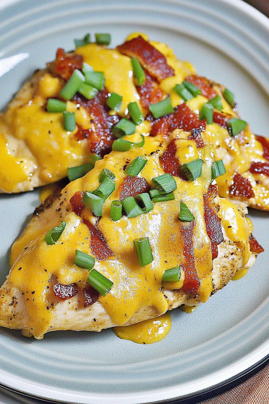 Golden-brown chicken smothered in gooey cheese and finished with a drizzle of honey mustard.