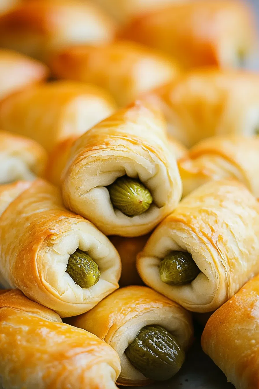 Appetizer platter stacked with warm, crispy rolls fresh out of the oven.