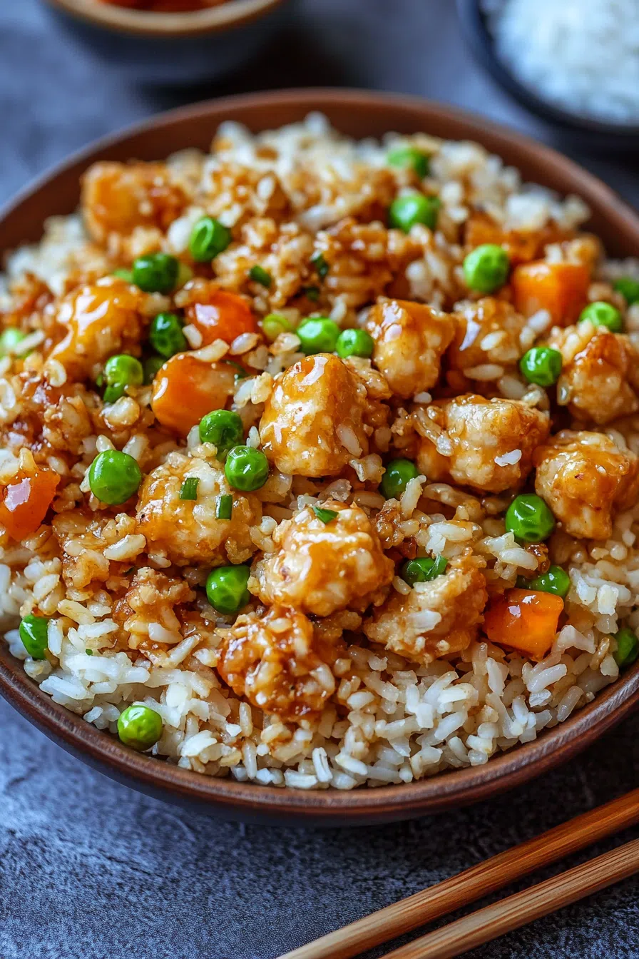 Portioned meal featuring cooked rice, vegetables, and a creamy topping.