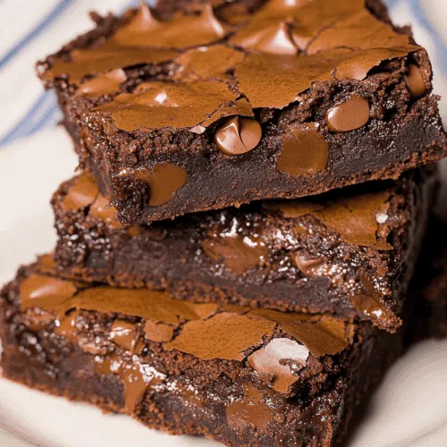 Baked chocolate squares cut and ready to serve.