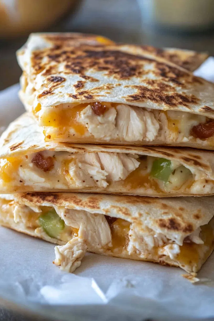 Close-up of toasted layers with bits of green herbs and browned edges.