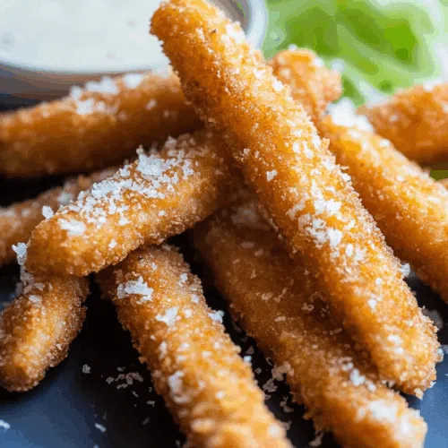 Close-up of crunchy fried pieces with a drizzle of savory sauce.